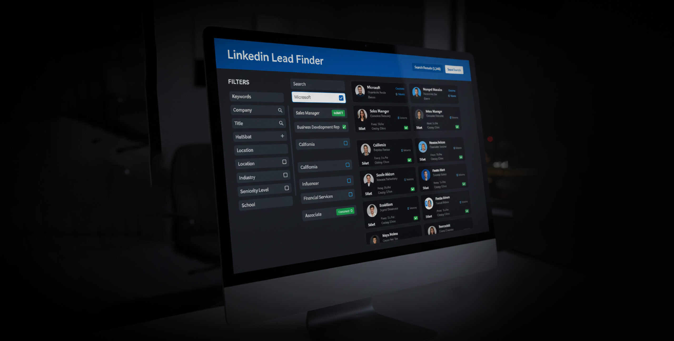 LinkedIn Lead Finder dashboard, real estate lead generation
