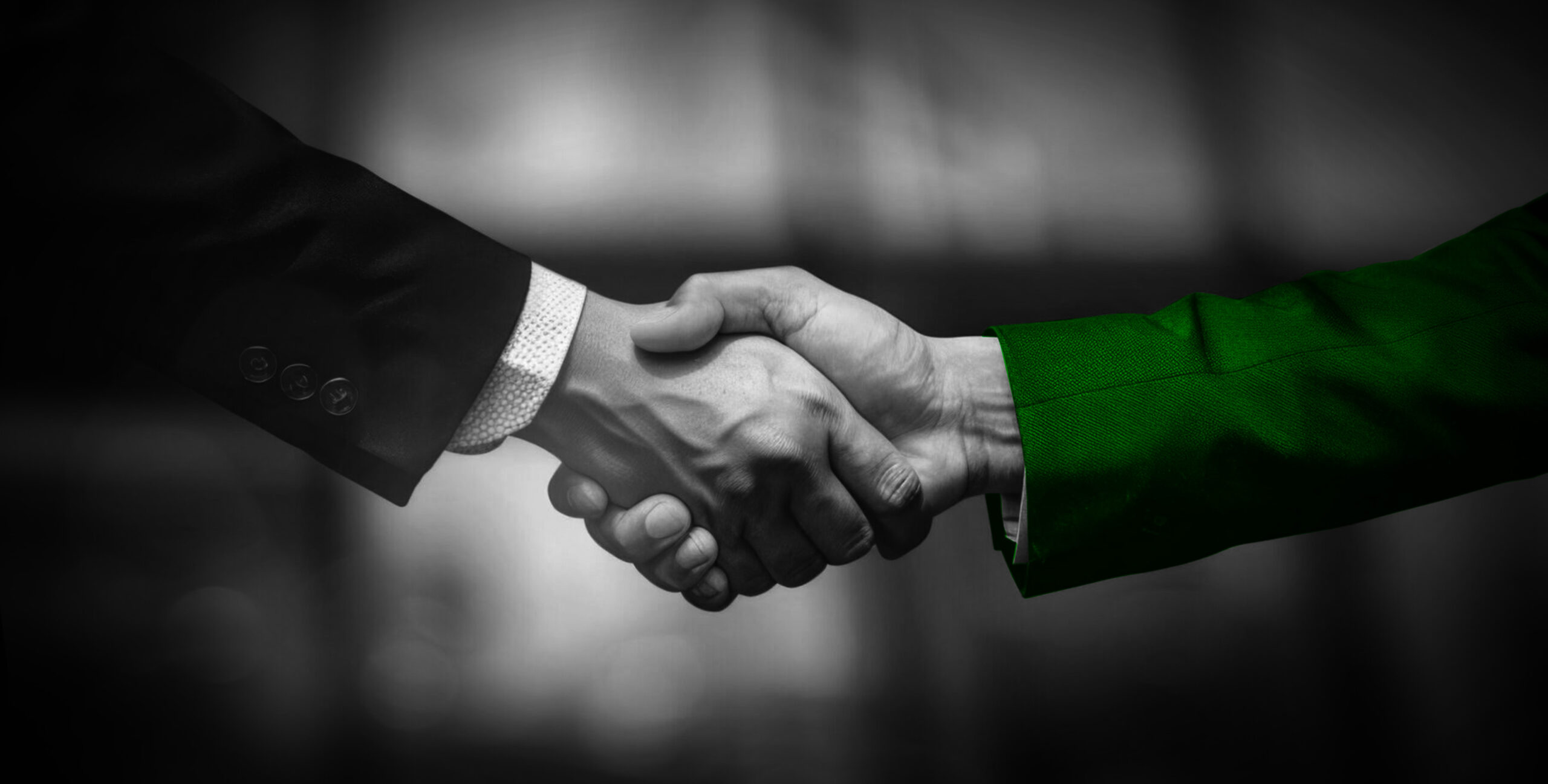 Business handshake, real estate brokerage and agent partnership