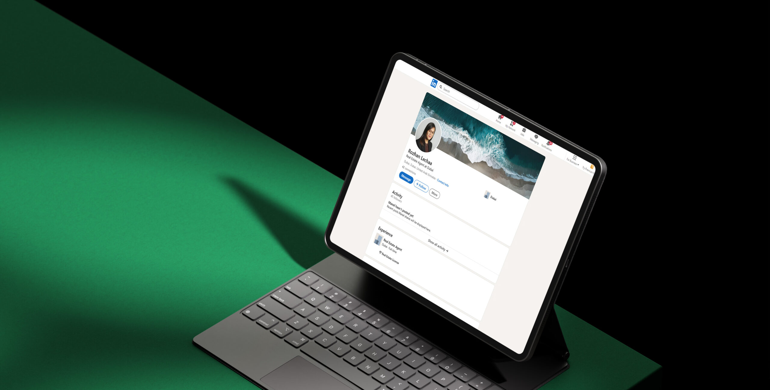 Dubai real estate agent's LinkedIn profile, personal branding on LinkedIn