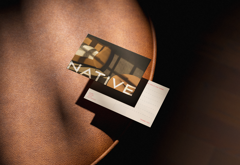 Native brand business cards closeup