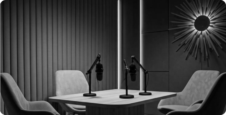 Podcast studio setup, audio content marketing for real estate brands
