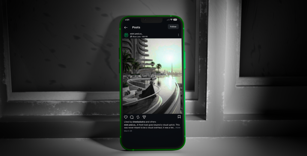 Phone displaying social media feed