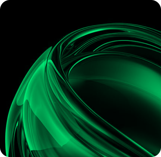 Glossy green sphere render, Mint & Co. real estate brand visual