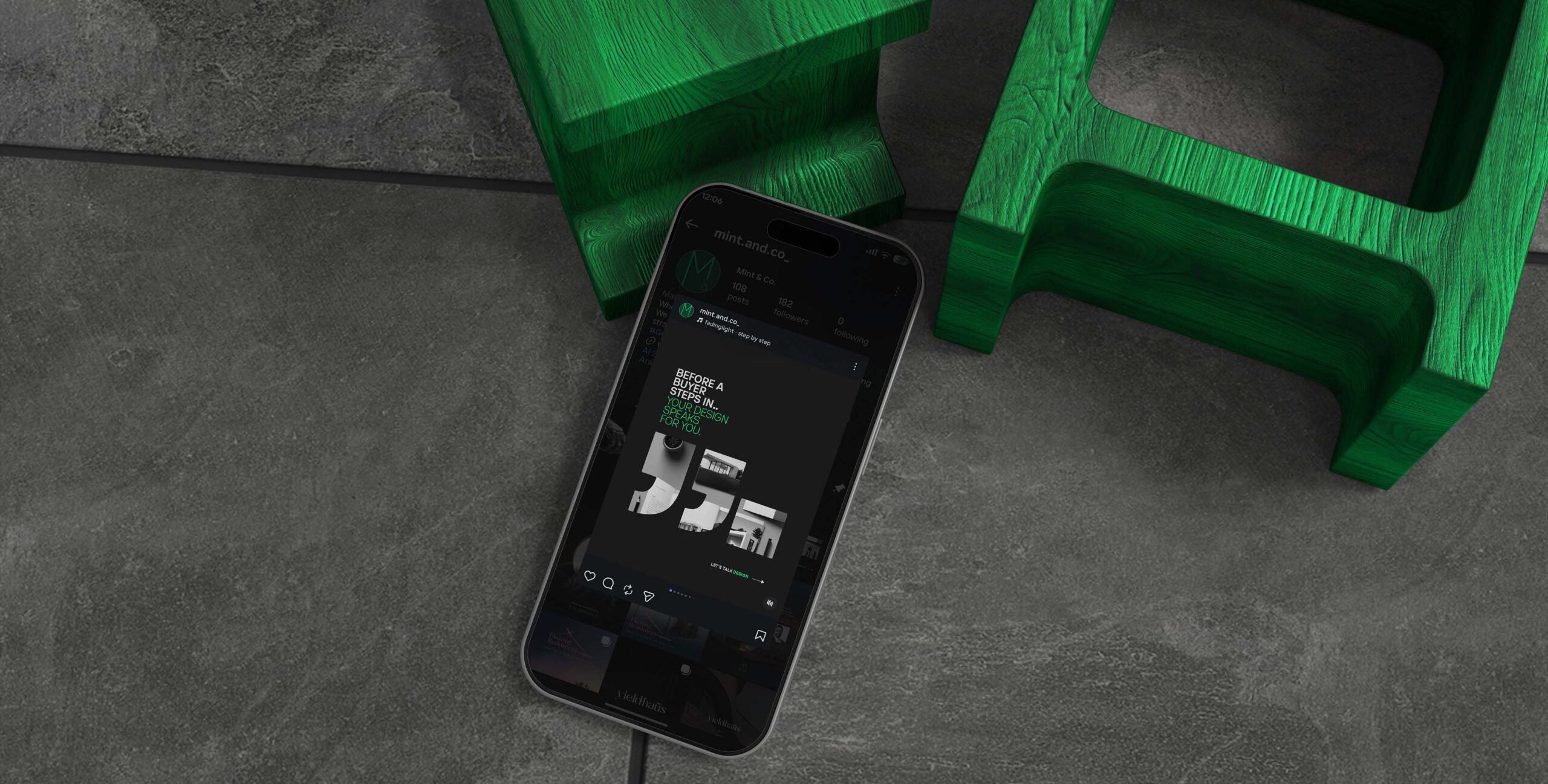 Mint & Co. Instagram Reel on design, real estate interior content marketing