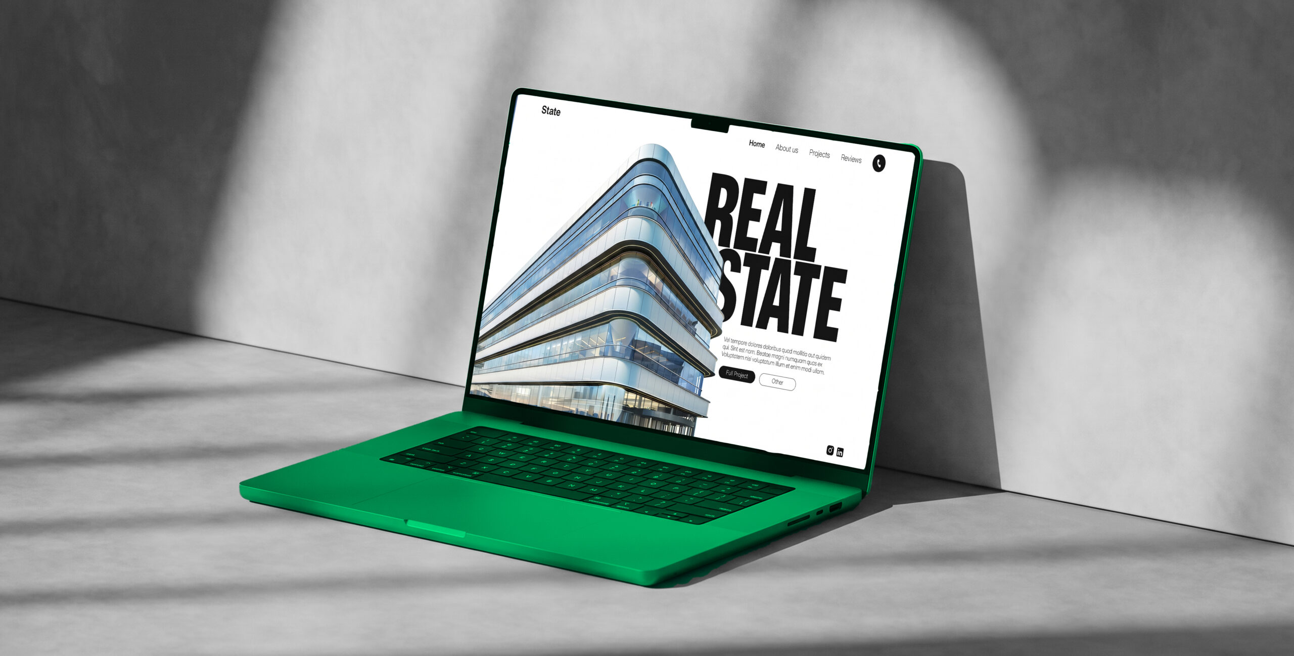 Real estate company website homepage, real estate website design and branding