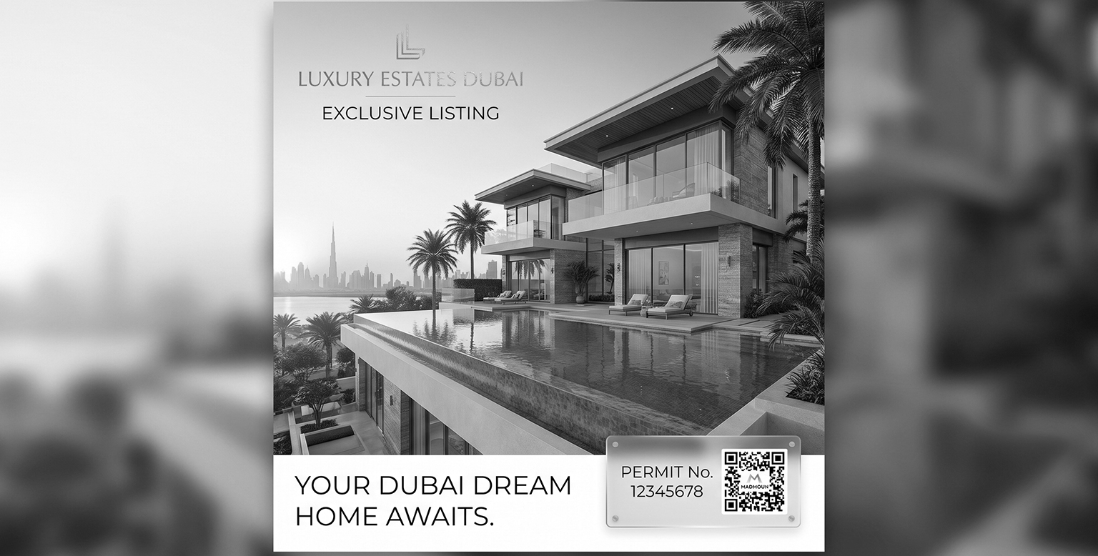 Trakheesi permit number on a Dubai real estate listing advert